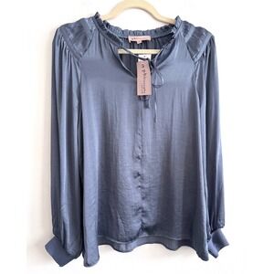 NEW Philosophy Size Medium Smock Shoulder Satin Finish Peasant Blouse